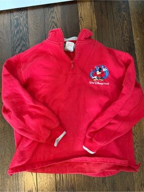 Vintage Walt Disney World Sorcerer Mickey Quarter Zip Red Medium (Small)